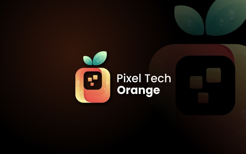 Orange Pixel Gradient Logo Logo Template