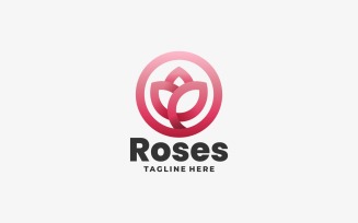 Roses Line Art Gradient Logo