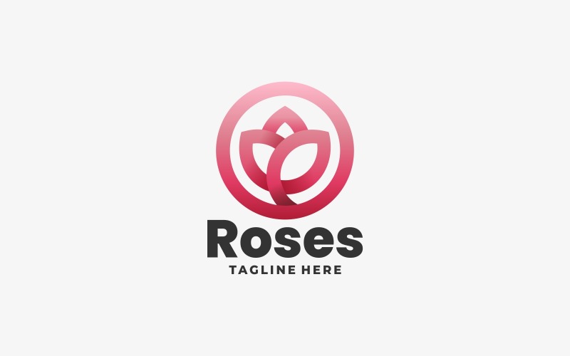 Roses Line Art Gradient Logo Logo Template