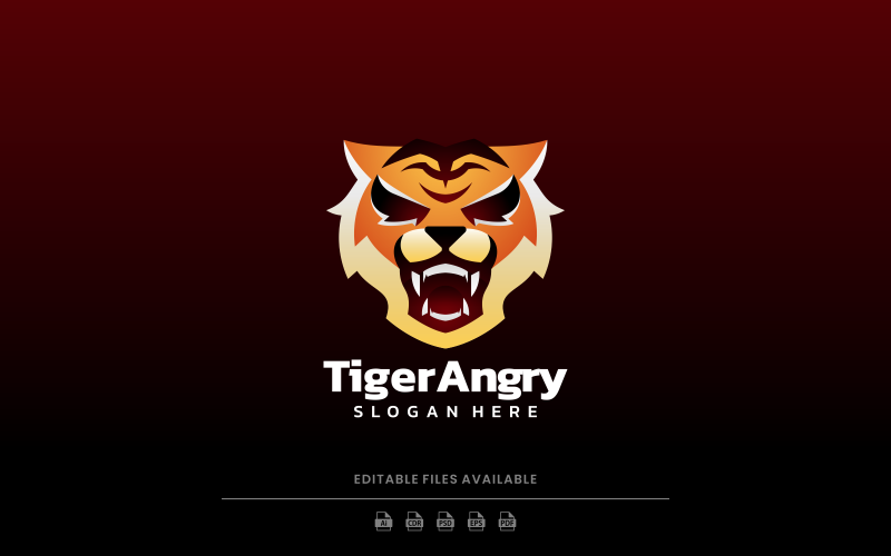 Tiger Angry Gradient Logo Logo Template