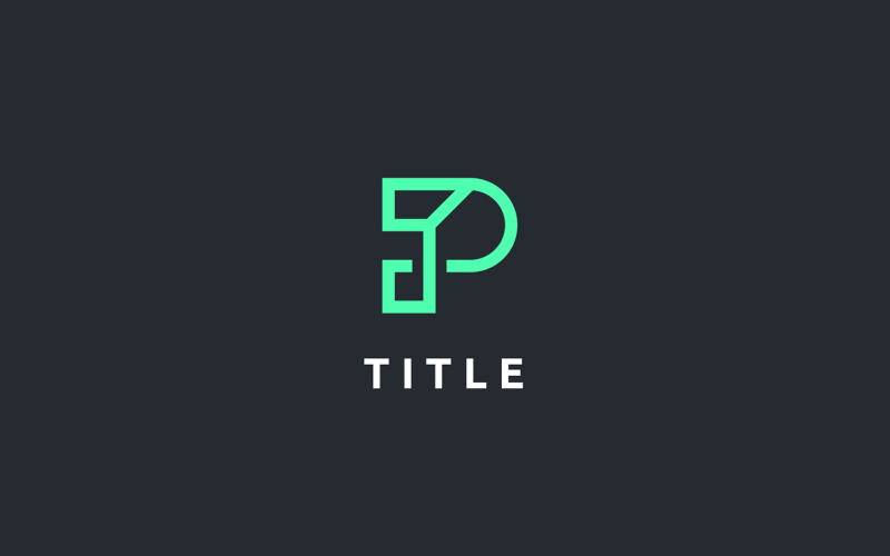 Modern Lite P Line Mint Monogram Logo Logo Template