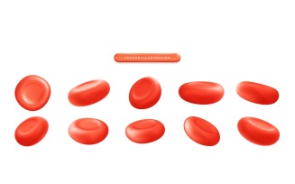 Red Blood Cell Realistic 3d Vector Icon Illustration Set