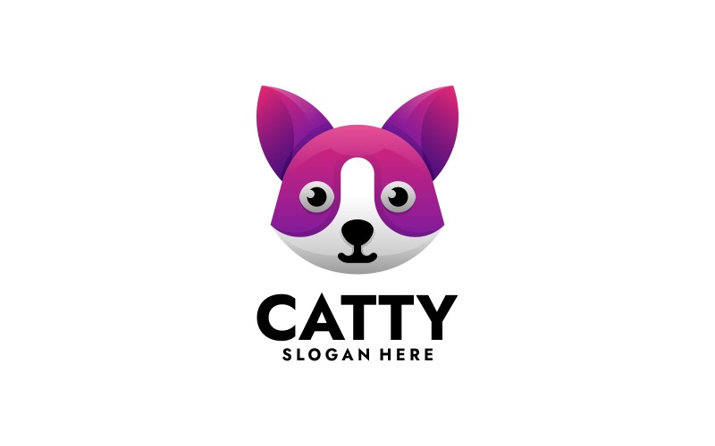 Cat Head Gradient Logo Design Logo Template