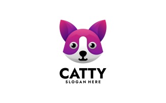 Cat Head Gradient Logo Design