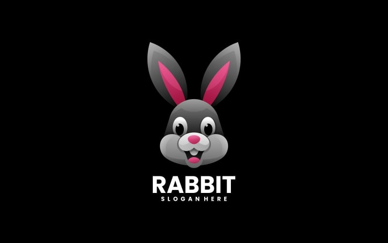 Rabbit Head Gradient Logo Design Logo Template