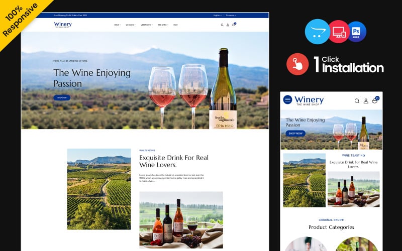 Winery - Liquor, Vinery Multipurpose Responsive Opencart store OpenCart Template