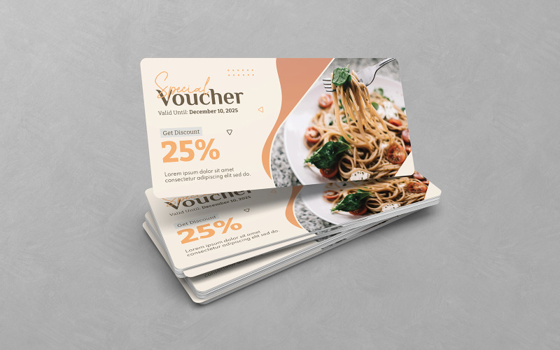 Creative Food Gift Voucher Discount Design PSD Templates Corporate Identity