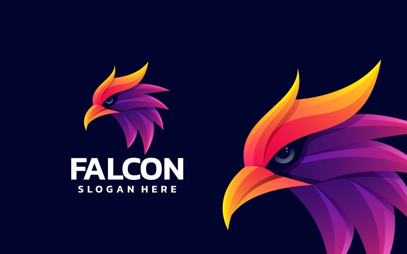 Falcon Head Gradient Logo Design Logo Template
