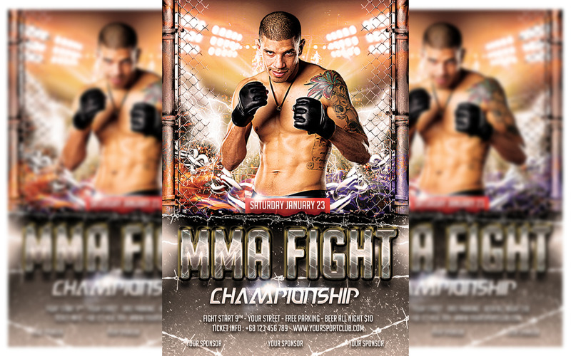 MMA Fighting Flyer Template Corporate Identity