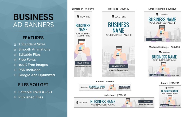 Business Banner | HTML5 Ad Template (BU014) Animated Banner