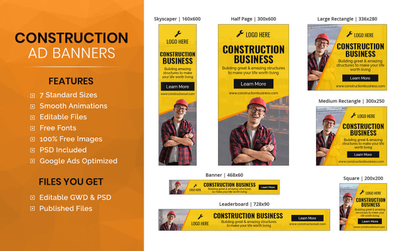 Business Banner - Construction Ad Template (BU008) Animated Banner