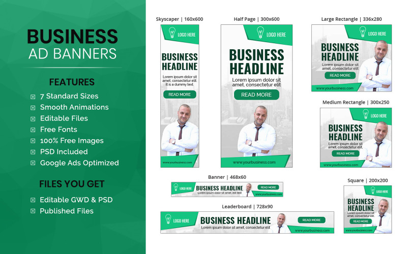 Business Banner - HTML5 Ad Template (BU007) Animated Banner