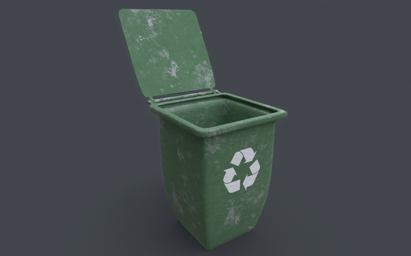 Recycle Trash Can - Game Ready 3D model Model