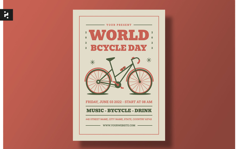 World Bicycle Day Flyer Template Corporate Identity