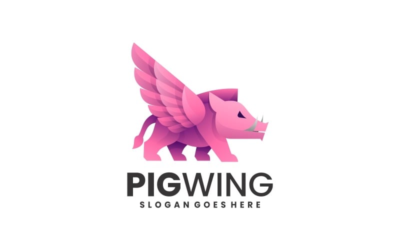 Pig Wing Gradient Logo Style Logo Template