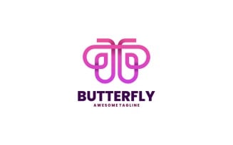 Butterfly Gradient Line Art Logo
