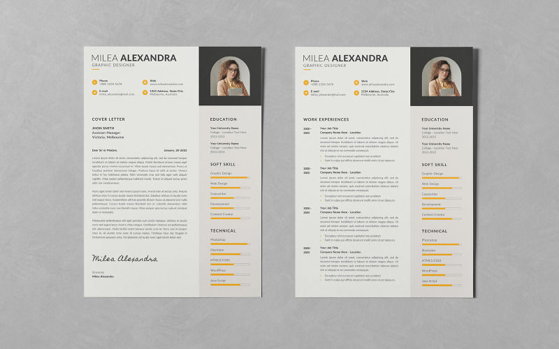 Creative Resume CV and Cover Letter Templates Corporate Identity