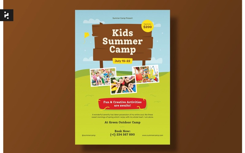 Kids Summer Camp Flyer Set Template Corporate Identity