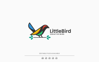 Little Bird Color Mascot Logo Style