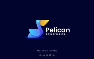 Pelican Bird Gradient Logo Style