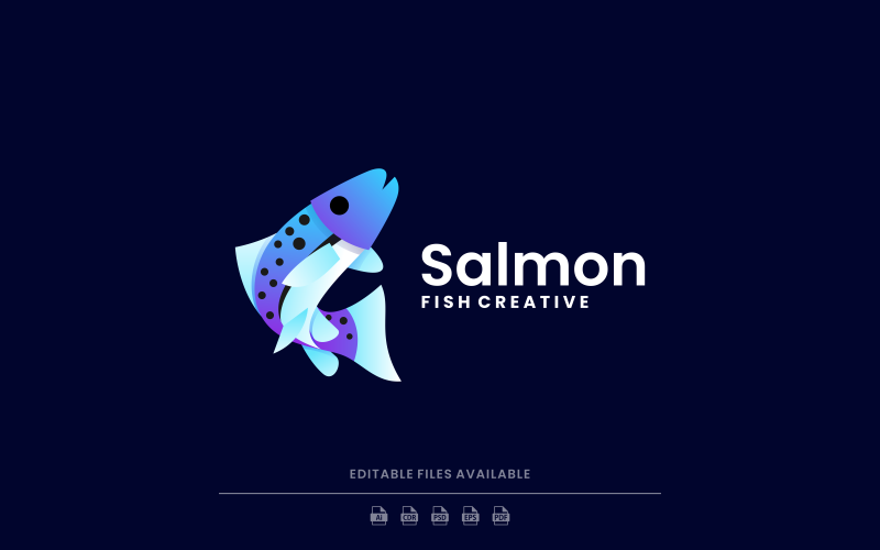 Salmon Fish Gradient Logo Logo Template