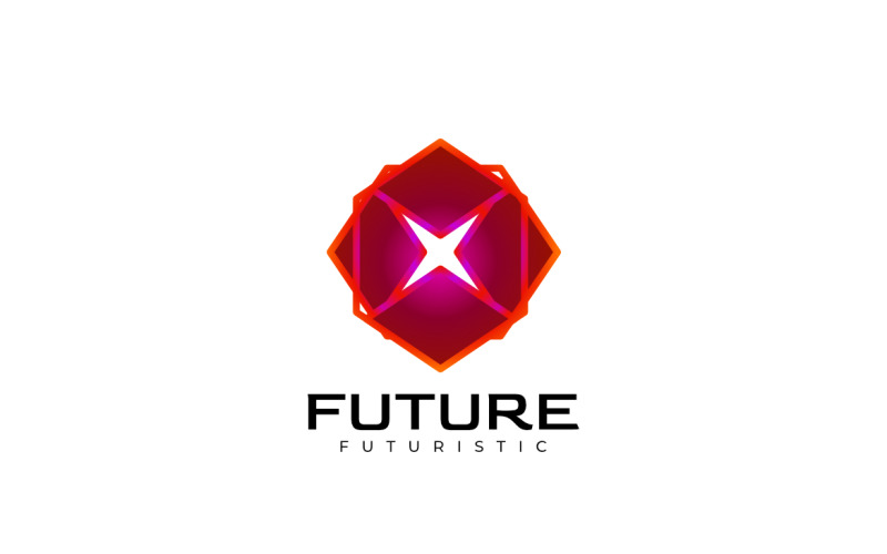 Tech X Gradient Negative Space Logo Logo Template