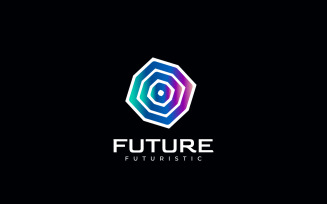 Abstract Futuristic Gradient Techno Logo