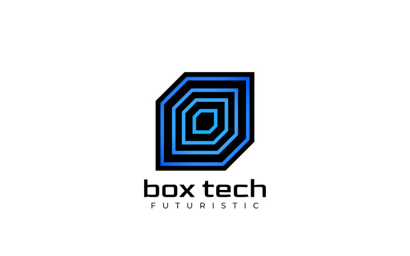 Blue Box Techno Gradient Logo Logo Template