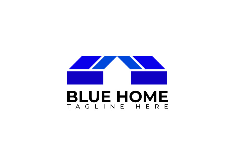 Blue Home Modern Flat Logo Logo Template