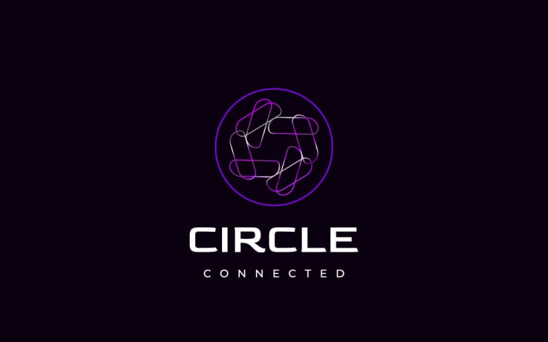 Circle Connected Gradient Line Tech Logo Logo Template