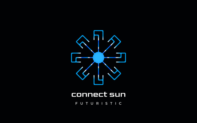 Connect Sun Gradient Techno Logo Logo Template