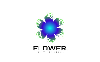 Free Flower Modern Blue Logo