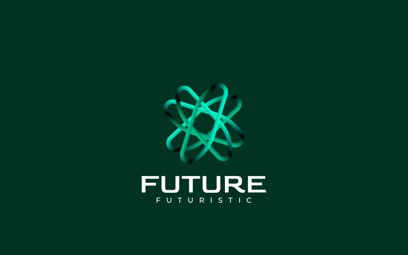 Green Space Gradient Line Tech Logo Logo Template