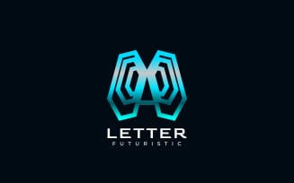 Futuristic Cyan Techno Letter A Logo