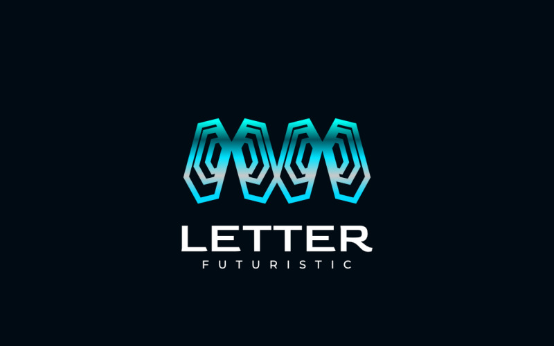 Futuristic Cyan Techno Letter M Logo Logo Template