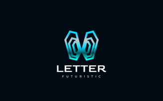 Futuristic Cyan Techno Letter V Logo