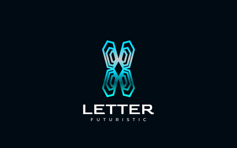Futuristic Cyan Techno Letter X Logo Logo Template