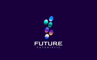 Abstract Round Techno Futuristic Gradient Logo Design