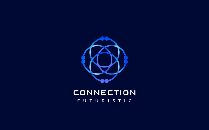 Blue Connect Dot Tech Logo Logo Template