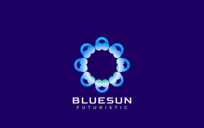 Blue Sun Tech Gradient Logo Logo Template