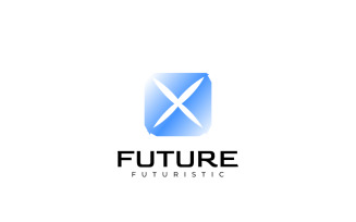 Blue X Tech Gradient Logo