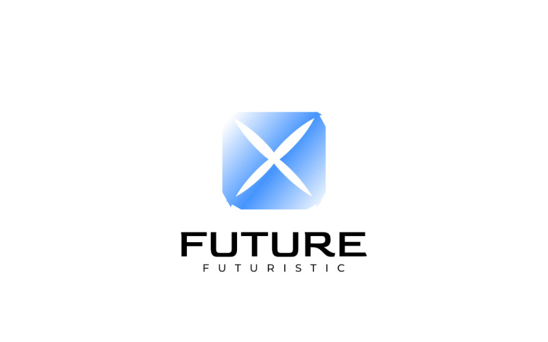 Blue X Tech Gradient Logo Logo Template