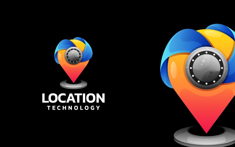 Location Technology Gradient Logo Logo Template