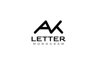 Monogram Letter AK Flat Logo
