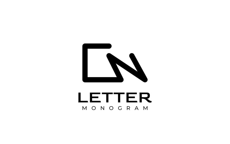 Monogram Letter GN Flat Logo Logo Template