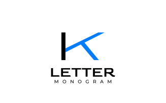 Monogram Letter KT Flat Logo