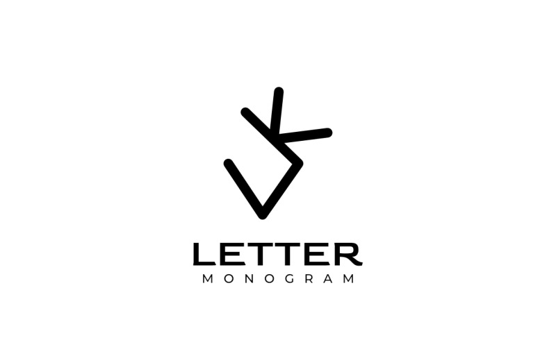 Monogram Letter VLK Flat Logo Logo Template