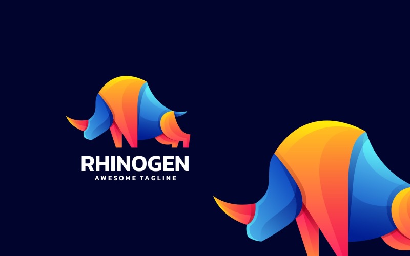 Rhino Gradient Colorful Logo Style Logo Template