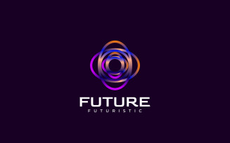 Round Futuristic Tech Line Connect Logo