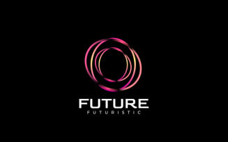 Round Futuristic Tech Line Software Logo